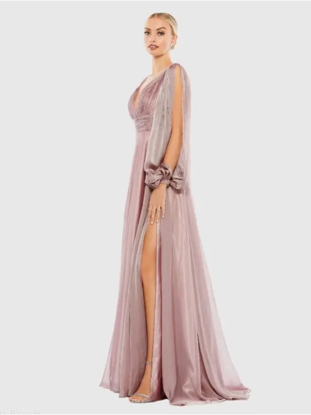 Mac Duggal Dusty Rose Long Sleeve Evening Gown - Picture 3 of 4